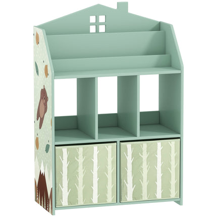 Children's Bookshelf with 2 Fabric Drawers, Green, 91.5 cm