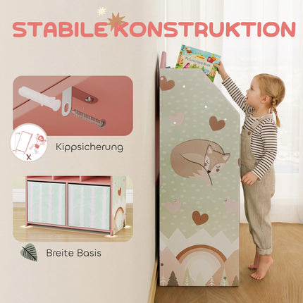 Children's Bookshelf with 2 Fabric Drawers, Pink, 91.5 cm