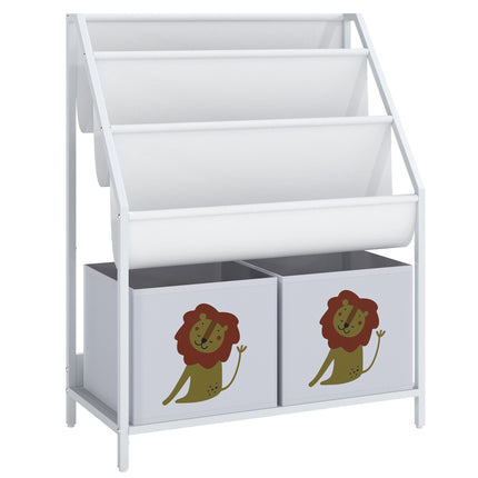 Children's Bookshelf with 3 Hanging Shelves, White