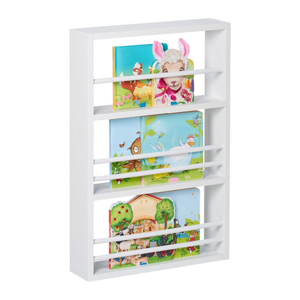 Kinderbücherregal mit 3 Ablagen, zur Wandmontage