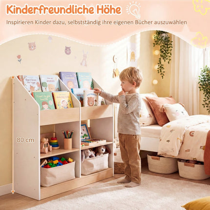 Bücherregal für Kinder mit 4 Würfeln und Aufbewahrungsfächern
