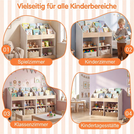 Bücherregal für Kinder mit 4 Würfeln und Aufbewahrungsfächern