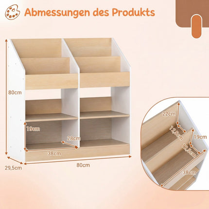 Bücherregal für Kinder mit 4 Würfeln und Aufbewahrungsfächern
