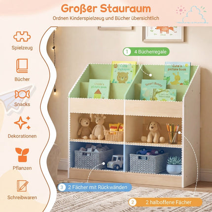 Bücherregal für Kinder mit 4 Würfeln und Aufbewahrungsfächern