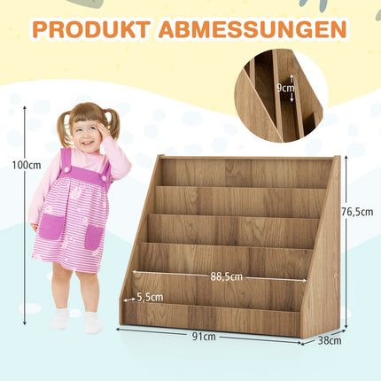Bücherregal für Kinder mit 5 Fächern – Naturholz