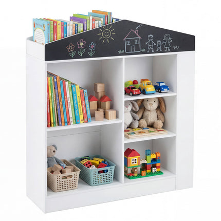 Children's Bookshelf with Blackboard & 11 Compartments