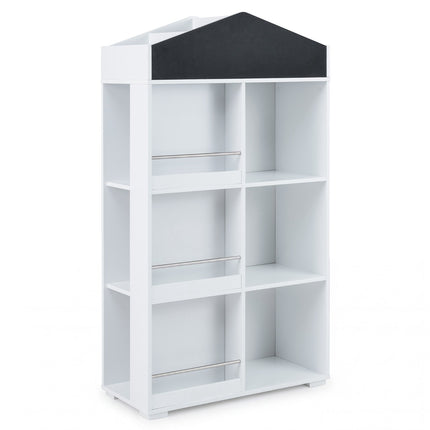 Children's Bookshelf with Blackboard & 13 Compartments