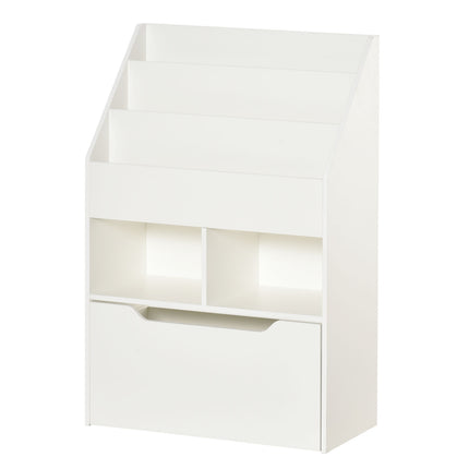 Kinderbücherregal mit Schublade, 3-stöckig, Weiß, 60x30x90 cm