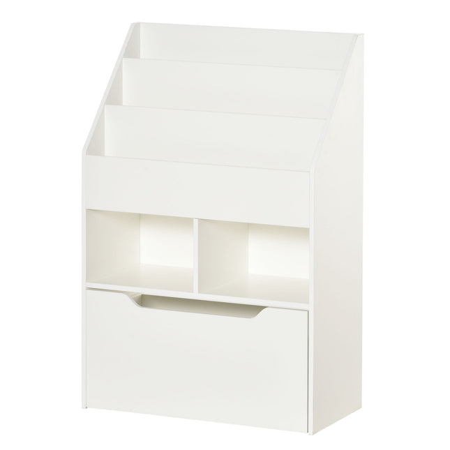 Kinderbücherregal mit Schublade, 3-stöckig, Weiß, 60x30x90 cm