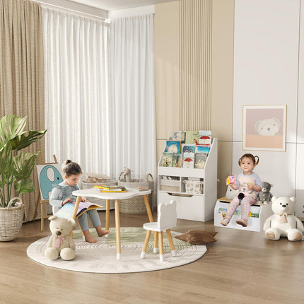 Kinderbücherregal mit Schublade, 3-stöckig, Weiß, 60x30x90 cm
