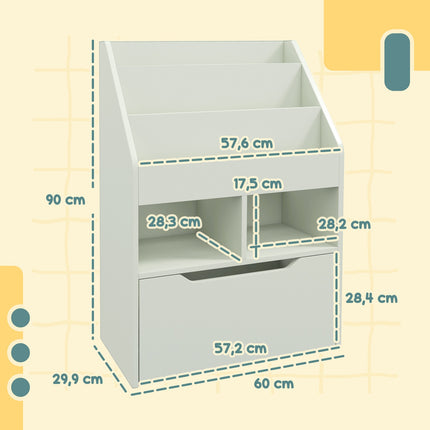 Children's Bookshelf with Drawer, 60 x 30 x 90 cm, Green