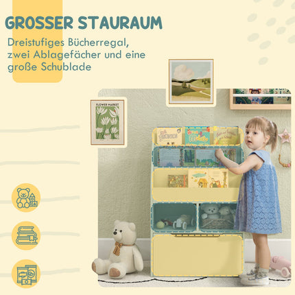 Children's Bookshelf with Drawer, 60 x 30 x 90 cm, Green