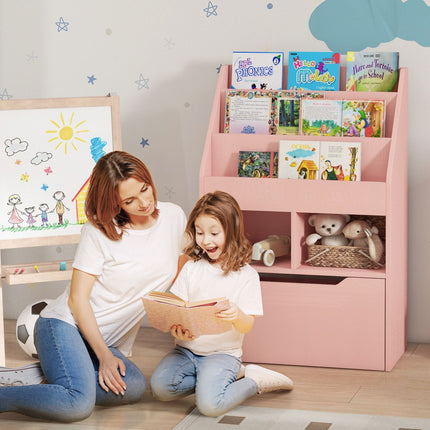 Children's Bookshelf with Drawer, Pink, 60 x 30 x 90 cm