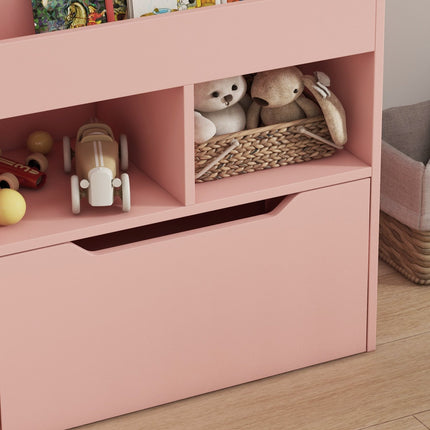 Children's Bookshelf with Drawer, Pink, 60 x 30 x 90 cm