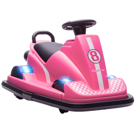 Children's Bumper Car, 360 Spin, LED Lights, Music, Pink