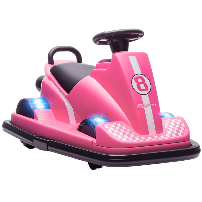 Kinder-Autoscooter, 360°-Drehung, LED-Leuchten, Musik, Pink