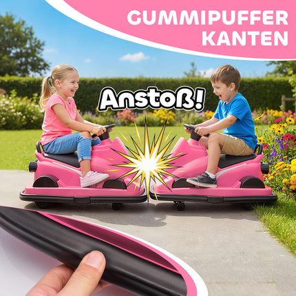 Children's Bumper Car, 360 Spin, LED Lights, Music, Pink