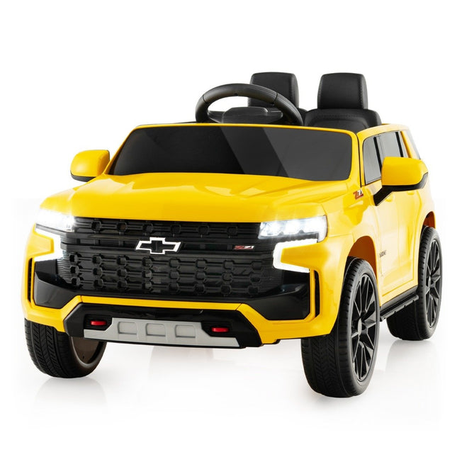 Kinder Chevrolet Elektroauto mit 2,4G Fernbedienung &amp; Federung &amp; Lichter &amp; Musik Kinderauto gelb