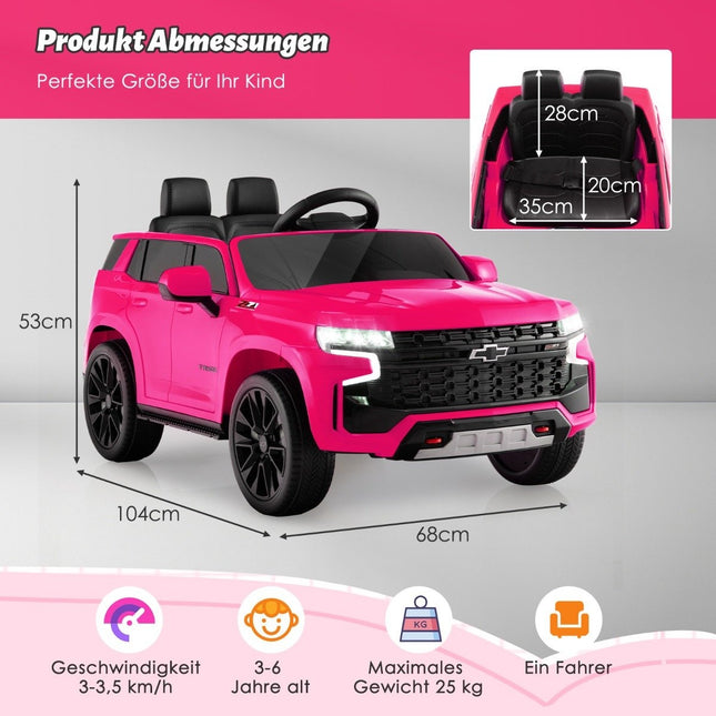 Kinder Chevrolet Elektroauto mit 2,4G Fernbedienung &amp; Federung &amp; Lichter &amp; Musik Kinderauto rosa