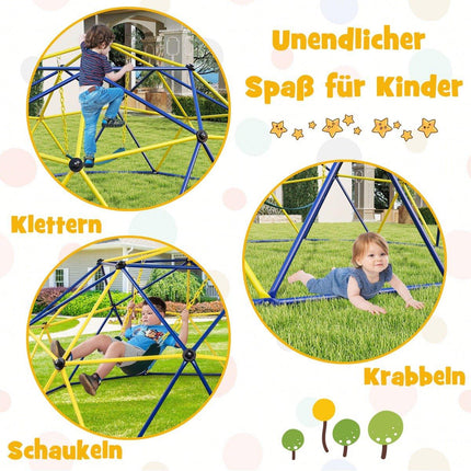 Children's Climbing Dome with Swing, 305cm, Blue/Yellow/Green