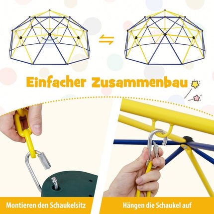 Children's Climbing Dome with Swing, 305cm, Blue/Yellow/Green