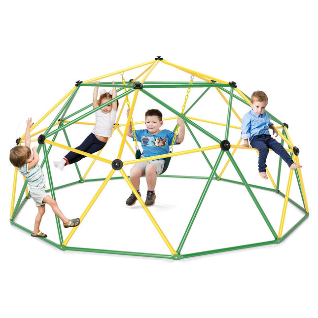 Kletterkuppel für Kinder mit Schaukel, 305cm, Grün/Gelb