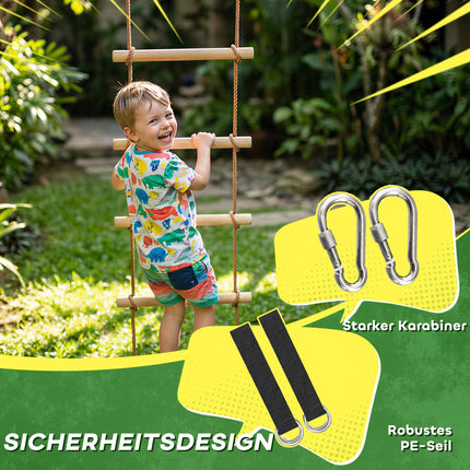 Children's Climbing Rope Set, 5 Wooden Rungs, 1.8m Rope