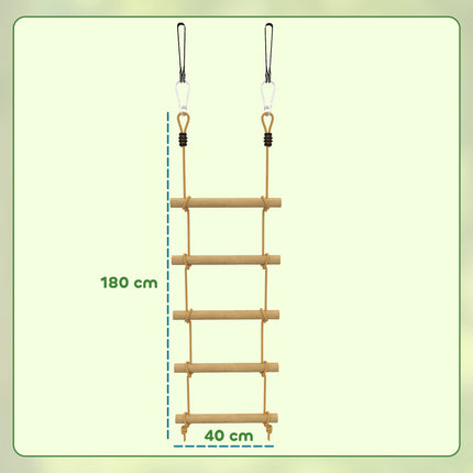 Children's Climbing Rope Set, 5 Wooden Rungs, 1.8m Rope