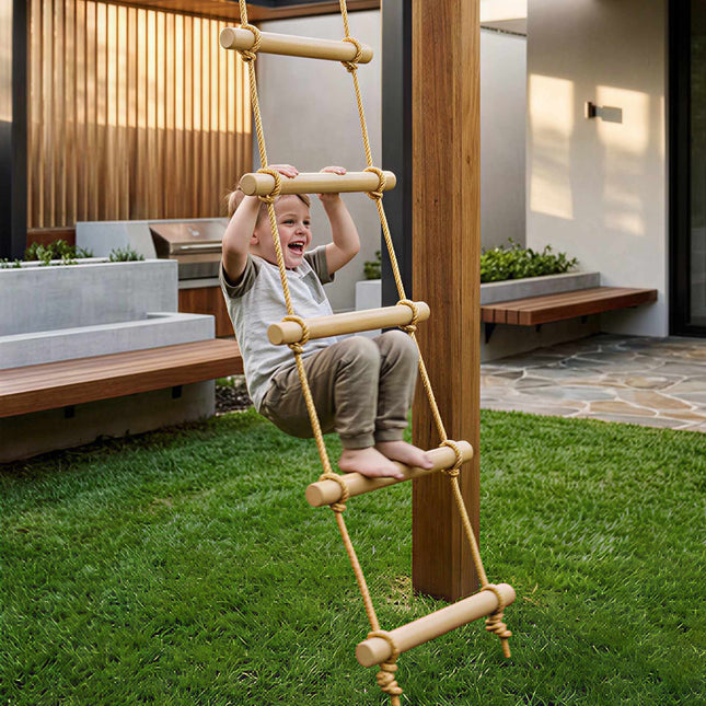 Kletterseil-Set für Kinder, 5 Sprossen aus Holz, 1,8m Seil