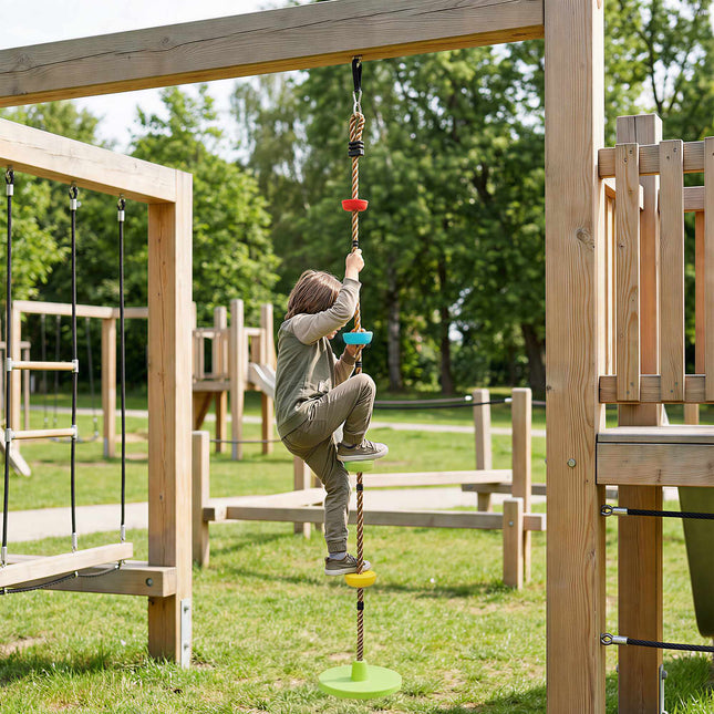 Kletterseil-Set für Kinder mit Scheibenschaukel und Fußgriffen