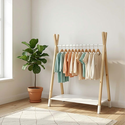 Kindergarderobe, Kiefer/MDF, Natur & Weiß, 100cm