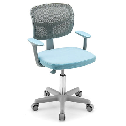 Kinder-Computerstuhl mit verstellbarer Höhe und selbstblockierenden Rädern 54 x 54 x 80 – 91,5 cm Blau + Grau