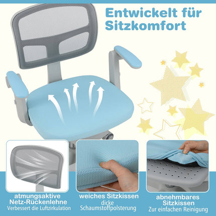 Kinder-Schreibtischstuhl, höhenverstellbar 41-52 cm, Blau