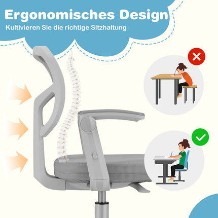 Children's Desk Chair, Adjustable Height 41-52 cm, Grey