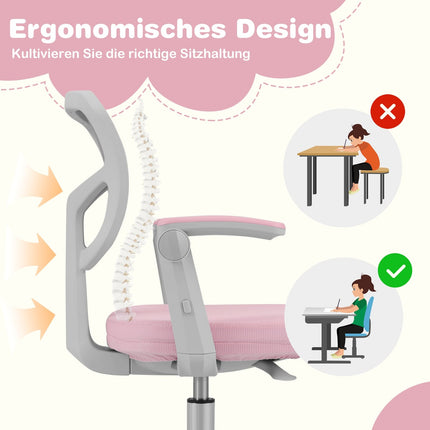 Kinder-Schreibtischstuhl, höhenverstellbar 41-52 cm, Rosa