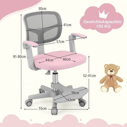 Kinder-Schreibtischstuhl, höhenverstellbar 41-52 cm, Rosa