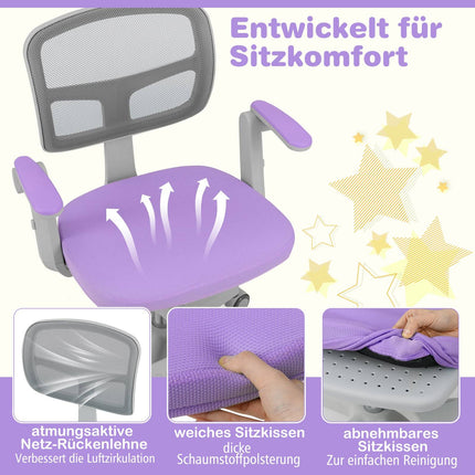 Kinder-Schreibtischstuhl, höhenverstellbar 41-52 cm, Lila
