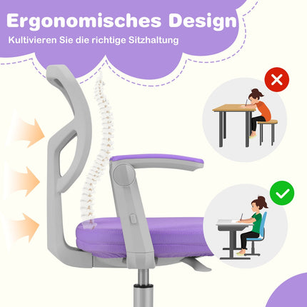 Kinder-Schreibtischstuhl, höhenverstellbar 41-52 cm, Lila