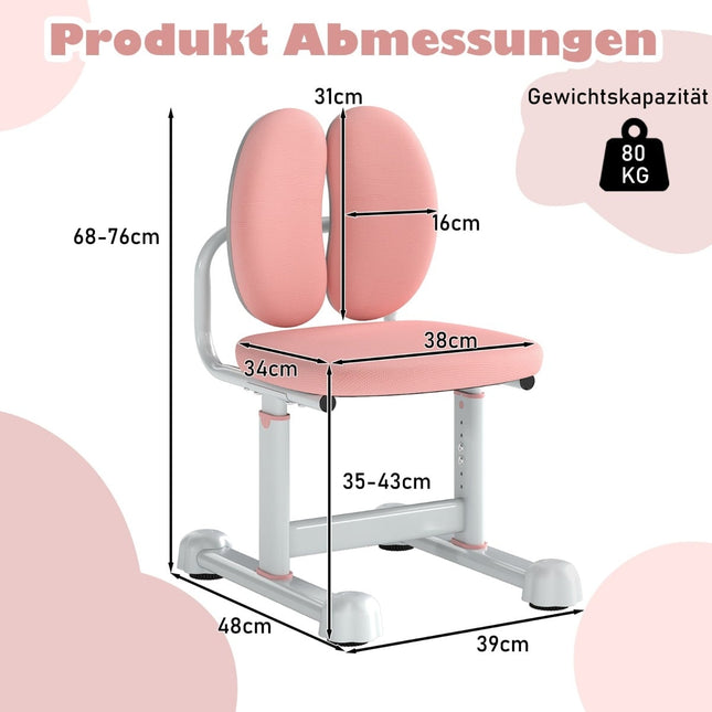 Kinderschreibtischstuhl, höhenverstellbar, Pink