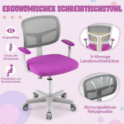 Kinder Schreibtischstuhl Kinder Computerstuhl mit verstellbarer Höhe Grün Lila