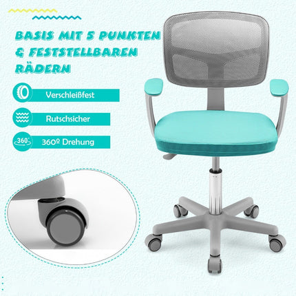 Children's Desk Chair Children's Computer Chair with Adjustable Height Turquoise