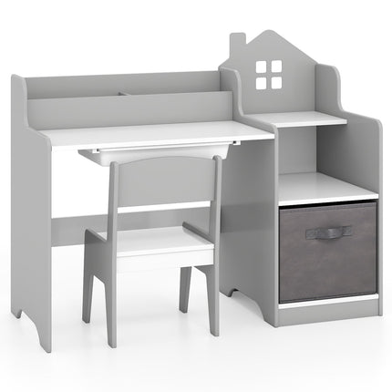 Children's Desk & Chair Set with Storage, Gray