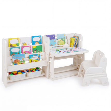 Kinderschreibtisch-Set mit Bücherregalen und Whiteboard