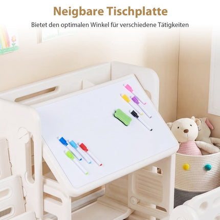 Kinderschreibtisch-Set mit Bücherregalen und Whiteboard
