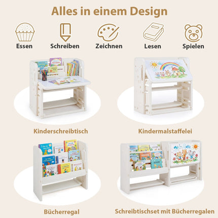 Kinderschreibtisch-Set mit Bücherregalen und Whiteboard