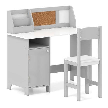 Children's Desk Set with Chair, Bookshelf, Grey Wood