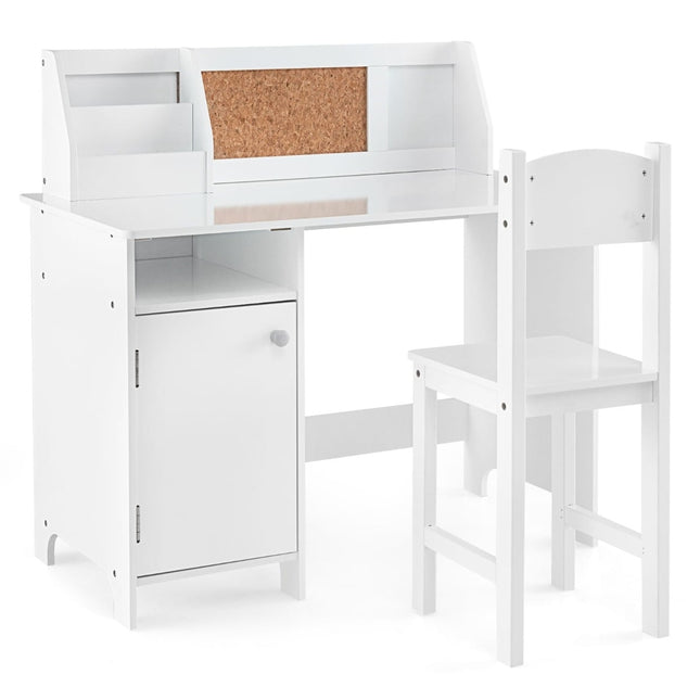 Kinderschreibtisch-Set mit Stuhl, Korktafel & Ablage