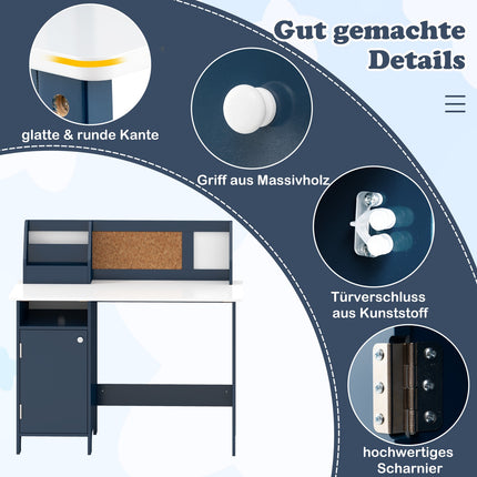 Kinder Schreibtisch- und Stuhl-Set mit Stauraum, Blau