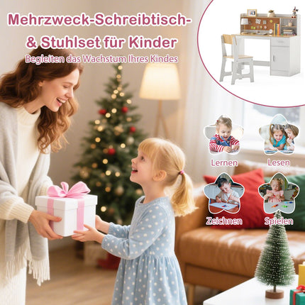 Kinderschreibtisch- und Stuhlset mit Ablagefächern