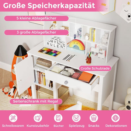 Kinderschreibtisch mit Stuhl, Aufbewahrung und Sicherheitsmerkmalen